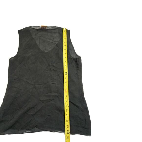 TORY BURCH Sz 8 Black Sheer 100% Silk Shell Top Dual Layer - Picture 8 of 9
